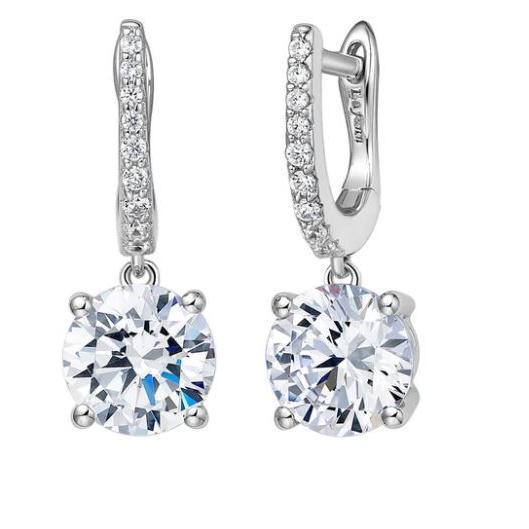 ECLP .jpg S.S. plat bonded huggie drop earrings are set with Lafonn's signature Lassaire clear simulated diamonds tw 3.54cts