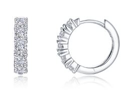 Sterling Silver platinum bonded lassire simulated diamond huggie hoop earring tw 1.10cts