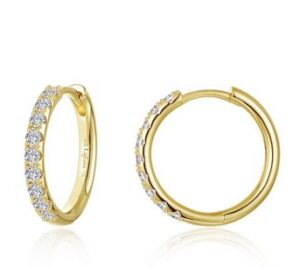 Sterling Silver gold plated lassire simulated diamond huggie hoop earring tw 0.60cts
