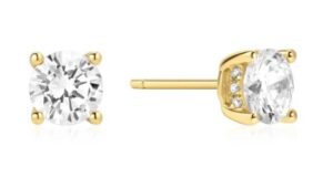 Sterling Silver gold plated just you solitaire stud earring