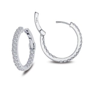 S.S. platinum bonded lab grown lassaire diamond inside out hoop earrings tw 2.16 cts 25mm diameter