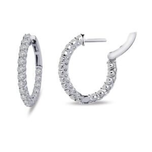 Sterling Silver platinum bonded lassire simulated oval inside out hoop tw 1.80cts
