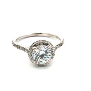 S.S. halo thin shank with fancy underbezel CZ 1.00 ct center