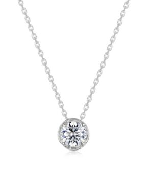 Sterling Silver Platinum bonded blosson cradle lassire simulate diamond pendant tw 1.03cts