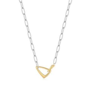 Sterling Silver arrow link chunky chain necklace two tone