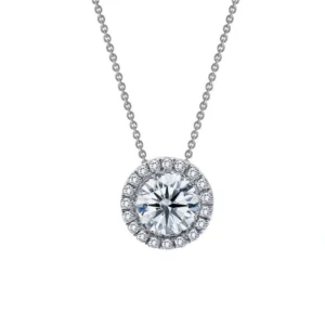 Sterling Silver Simulated Diamond Halo Pendant - 1.03ct