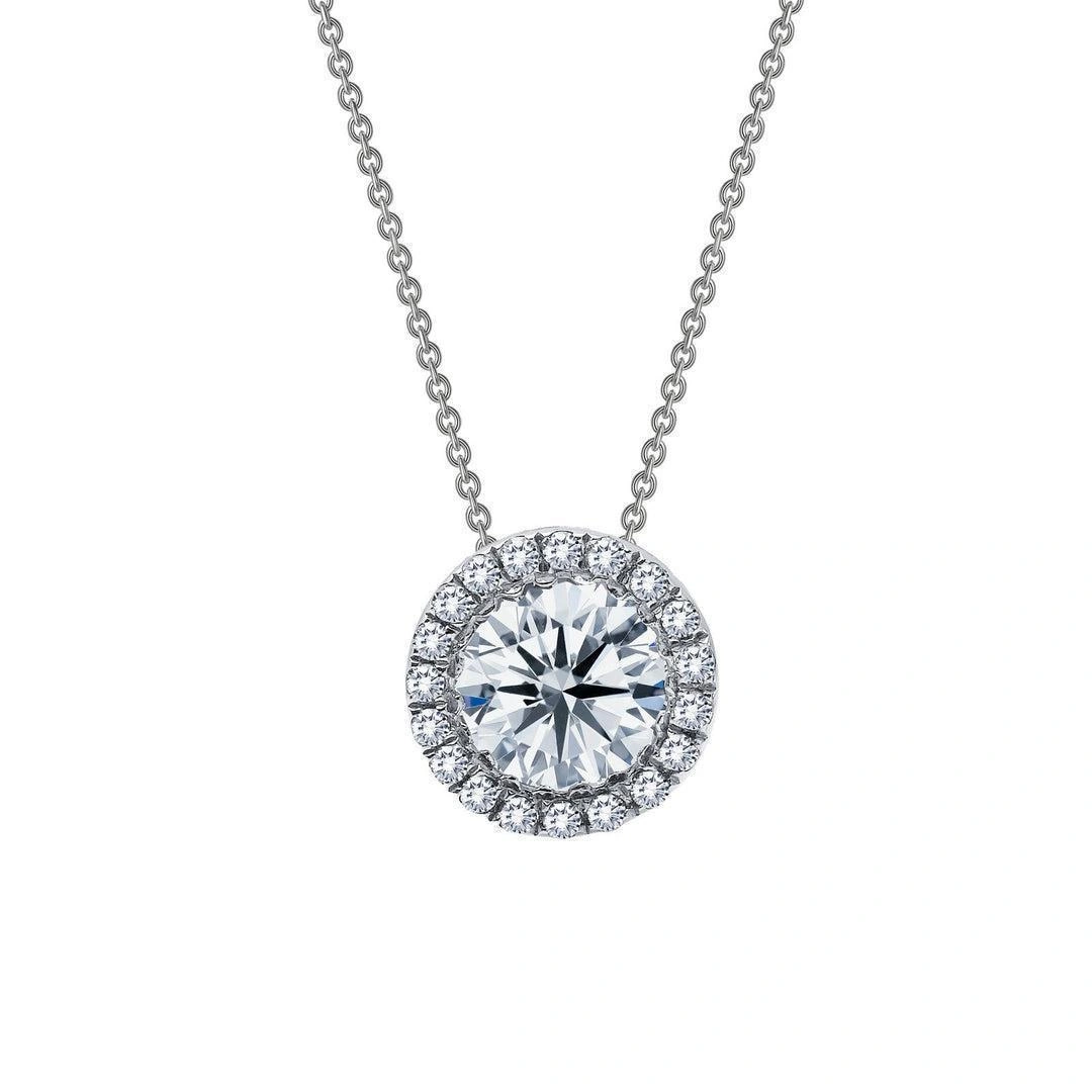 NCLP v.webp Sterling Silver Simulated Diamond Halo Pendant - 1.03ct