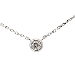 14kt white gold diamond station solitaire necklace D tw 0.20cts SI2 clarity, near colorless I/J color on adjustable link chain