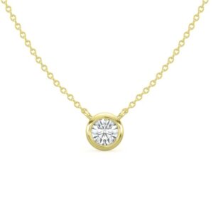 14kt yellow gold diamond solitaire pendant tw 0.20cts on an adjustable link chain