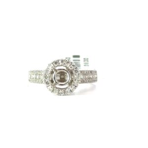 18kt white gold diamond halo semi mount D tw 0.76cts VS2, G color