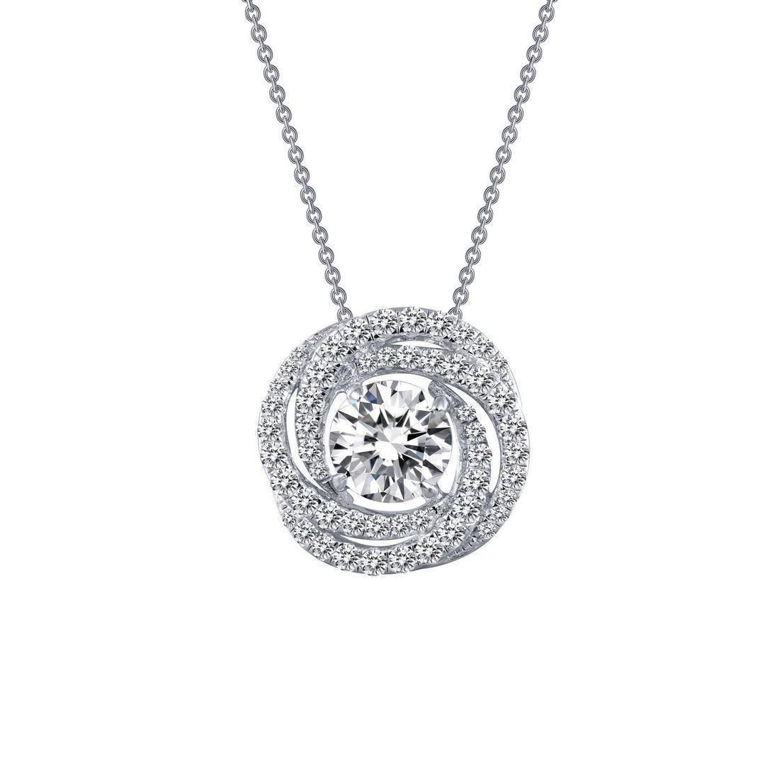 PCLP .jpg Symbol of love circle pendant features Lafonn's Lassaire simulated diamonds in sterling silver bonded with platinum. tw 1.65ct