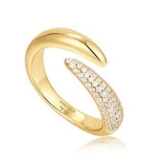 Sterling Silver gold plated cz sparkle wrap adjustable ring