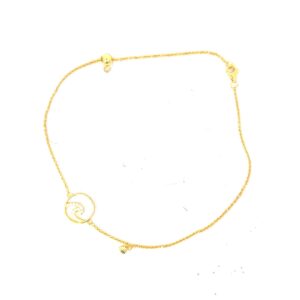Sterling silver gold plated cubic zirconia circle wave ankle bracelet adjustable