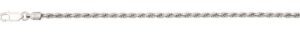 Sterling Silver solid diamond cut 2.7mm rope chain rhod plated 18"