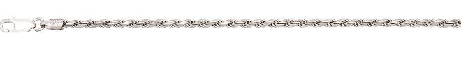 SSR .jpg Sterling Silver diamond cut 2.7mm solid rope chain rhod plated 20"