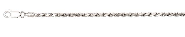 SSR .jpg Sterling Silver diamond cut 3.7mm solid rope chain rhod plated 22"