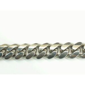sterling silver solid Miami curb link 9.80mm mans bracelet 9" rhodium plated with claw catch