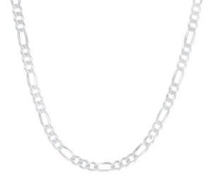Sterling Silver rhodium plated 3.2mm figaro chain 16"