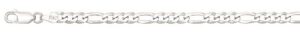 Sterling Silver 4.4mm shiny figaro link chain rhod plated 20"