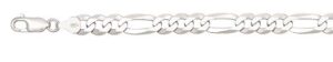 Sterling Silver shiny solid figaro link 6.3mm rhod plated chain 20"