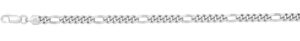 Sterling Silver Rhodium plated solid 4.90mm Miami Figaro link chain 24"