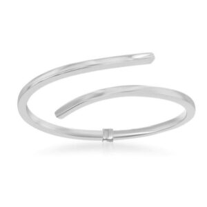 Sterling Silver double bypass bangle bracelet with hinge in back