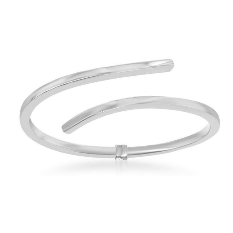 U .jpg Sterling Silver double bypass bangle bracelet with hinge in back