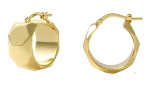 UNOAERRE Designer Bronze Gold Plated Textured Wide Hoop Earring - Made in Italy