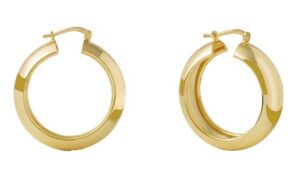 UNOAERRE Designer wide high polished 30mm hoop earring Bronze Gold Plated - Made in Italy