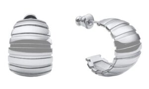 UnoAerre Rhodium Plated Bronze fashion 1/2 hoop earring