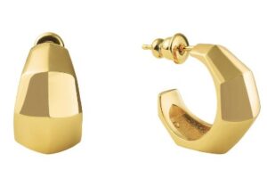 UNOAERRE Designer Bronze Gold Plated textured 3/4 hoop earring - Made in Italy