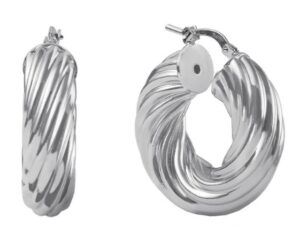 Unoaerre Desginer 25mm Wide twisted Hoop Bronze Rhodium Plated Earring Made In Italy