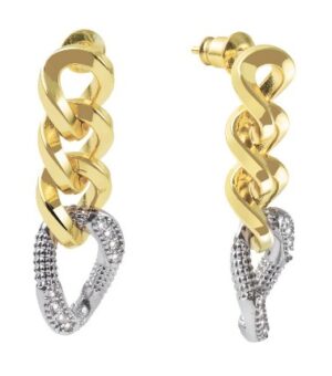 UNOAERRE Designer Bronze Gold Plated Drop Dangle Cubic Zirconia Earring - Made in Italy
