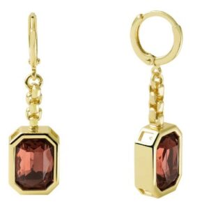 UNOAERRE Designer Dangle Dark Red Stone Bronze Gold Plated Earring - Made in Italy