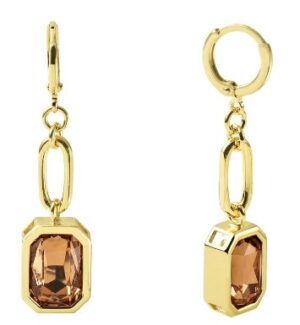 UNOAERRE Designer Dangle Bronze Gold Plated Dangle Orange color stone Earrings - Made In Italy