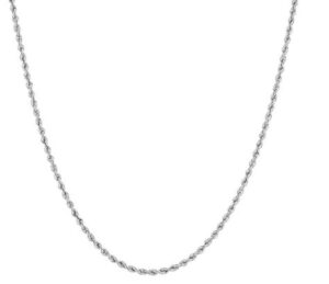 10kt white gold machine made rope with spring ring 18"