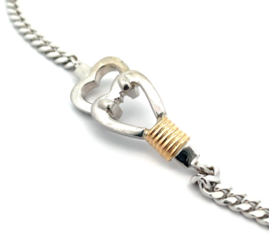 sterling silver and 14kt yellow gold wraps wildwood destination anklet 10.50" rhod plated