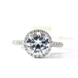 18kt white gold diamond halo semi mount CZ center D tw 0.47cts, VS2, near colorless G