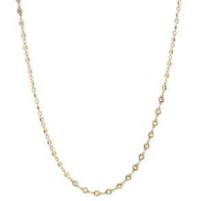 Sterling silver yellow gold plated cz by yard necklace 18" with claw catch closure