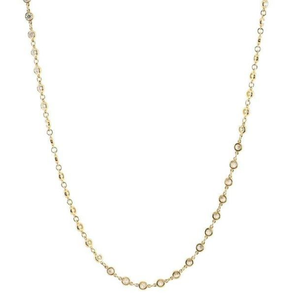 cz by yard Y .jpg Sterling silver yellow gold plated cz by yard necklace 18" with claw catch closure