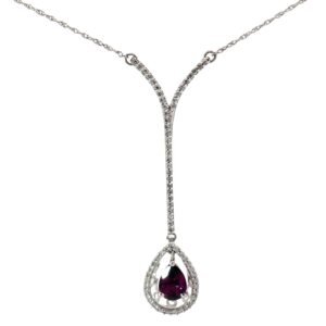 14KT W/G 67 RD DIAMOND & PEAR SHAPE RHODOLITE 7x5 .26 PT