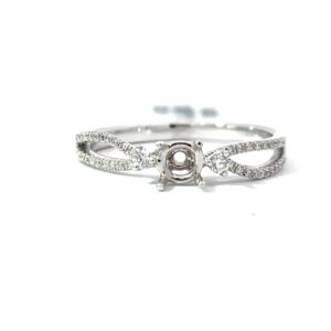14kt white gold diamond split shank semi mount tw 0.17cts SI, H color