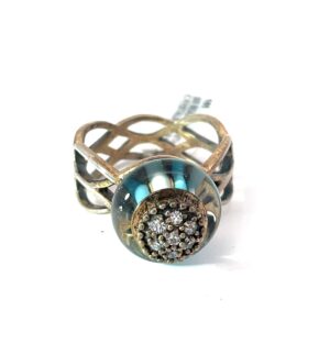 SS BEAD RING WITH CRYSTALS SIZE 8.5