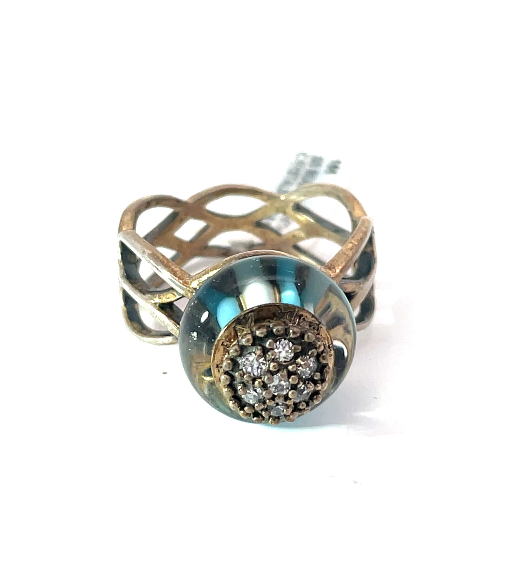 silverczring. .jpeg SS BEAD RING WITH CRYSTALS SIZE 8.5