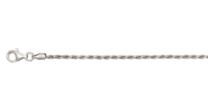 Sterling Silver rhodium plated 1.8mm solid diamond cut rope chain 26" long