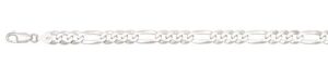 Sterling Silver rhodium plated 6.3mm polished solid figaro link 20" long with claw catch closure