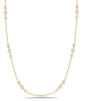 Sterling Silver gold plated sections of 3 cz by the yard necklace rhod plated 36"